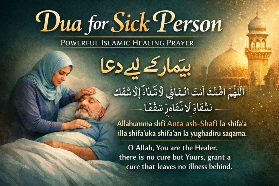 Dua for Sick Person – Powerful Islamic Healing Dua for sick person in Islam – Powerful Islamic healing prayer in Arabic and English for بیمار کے لیے دعا