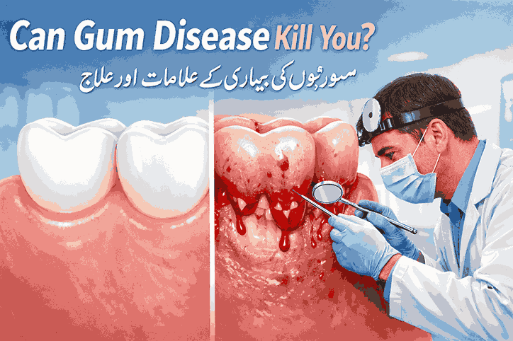 Dentist examining infected gums with dental tools to treat gum disease – gum disease treatment