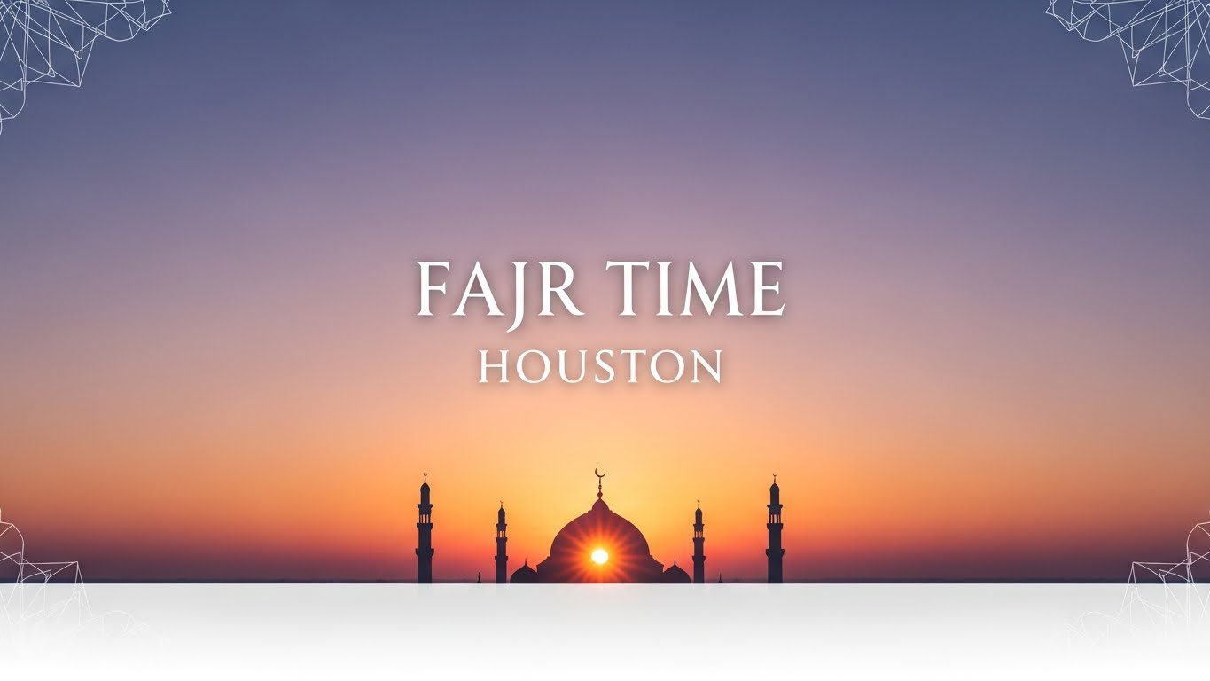 Fajr Time Houston–فجر کا وقت "Beautiful sunrise with soft sky colors representing Fajr time, Islamic morning theme."
