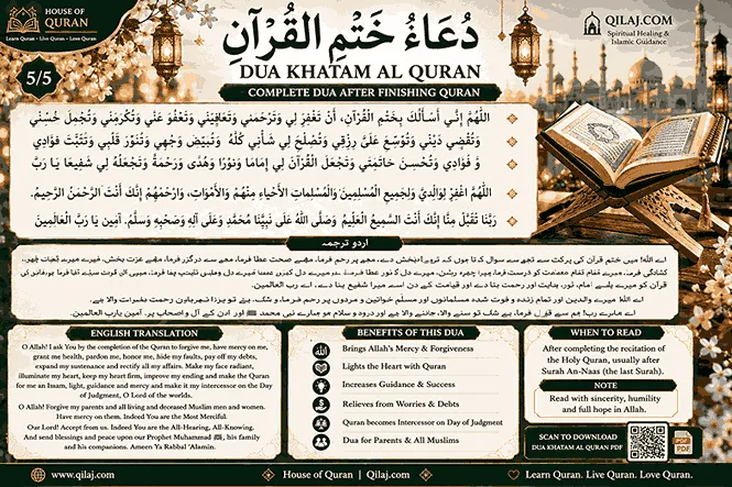 Khatam e Quran Dua in Arabic Text with Urdu and English Translation