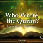 Who Wrote the Quran – Islamic explanation with Quran book and mosque background