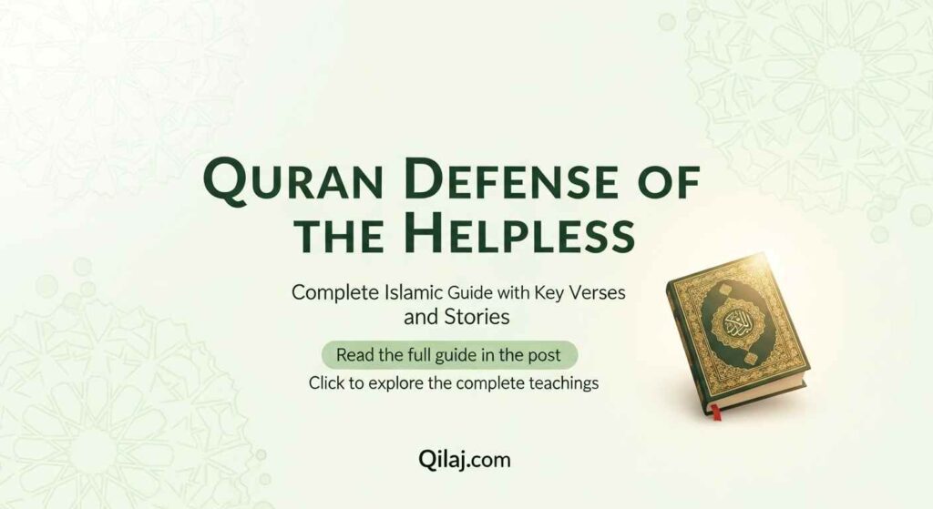 Quranic guidance on defending vulnerable individuals, learn key teachings and examples from the complete post on Qilaj.com