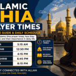 Shia Islamic prayer times schedule in the USA showing daily five prayers with emphasis on precise timing and spiritual routine.