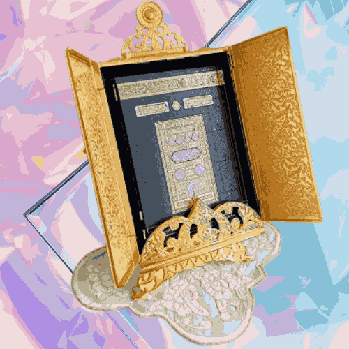 Luxury Metal Quran Box Gold Color Closed Front Kaaba Door Design