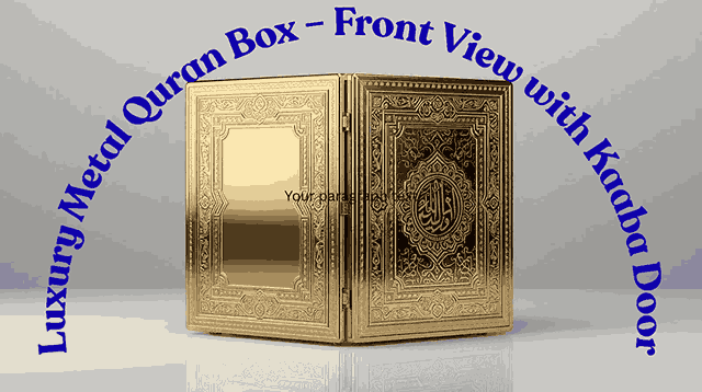 Luxury Metal Quran Box Open Showing Quran Inside Premium
