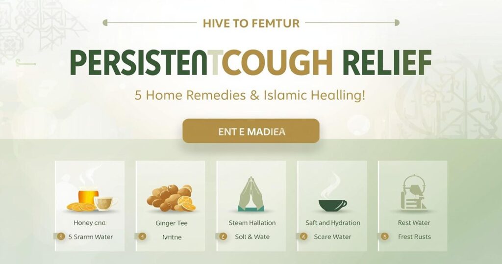 Natural home remedies for cough relief with honey, ginger, and lemon.