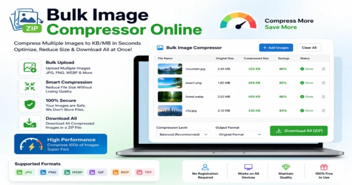 Bulk Image Compressor Online – Compress Multiple Images Instantly Bulk Image Compressor Online tool to compress multiple JPG, PNG, WebP, GIF, BMP, and TIFF images without losing quality.