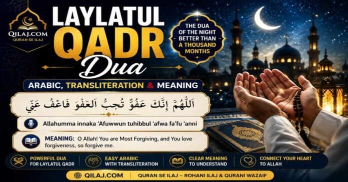 Laylatul Qadr Dua | Arabic, Transliteration & Meaning Laylatul Qadr Dua in Arabic with English transliteration and meaning, featuring the famous dua for forgiveness and mercy during the Night of Power.