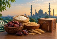 Sadqa-e-Fitr (Fitrana) 2026 Pakistan – Miqdar, Kis par Wajib, Kab Dein aur Zakat ke Masail (Hanafi) Zakat al Fitr 2026 Pakistan – Islamic educational illustration